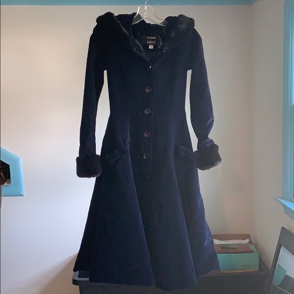 Velour Navy Winter Coat - Picture 3 of 6